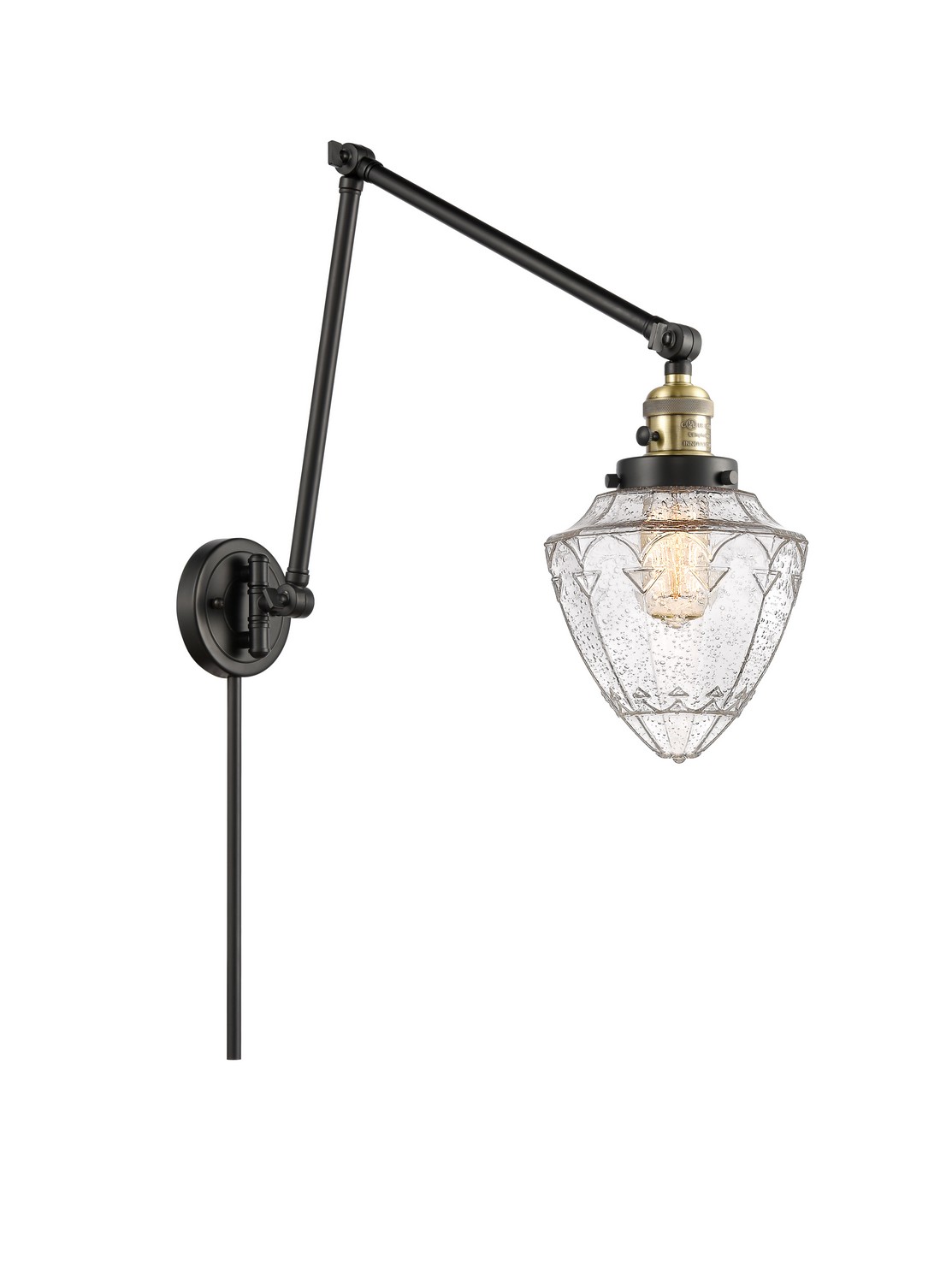 One Light Swing Arm by Innovations - Franklin Restoration Collection, Black Antique Brass Finish - 238-BAB-G664-7