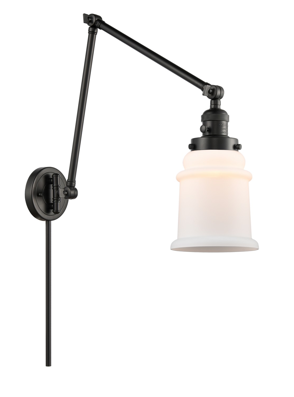 One Light Swing Arm by Innovations - Franklin Restoration Collection, Matte Black Finish - 238-BK-G181