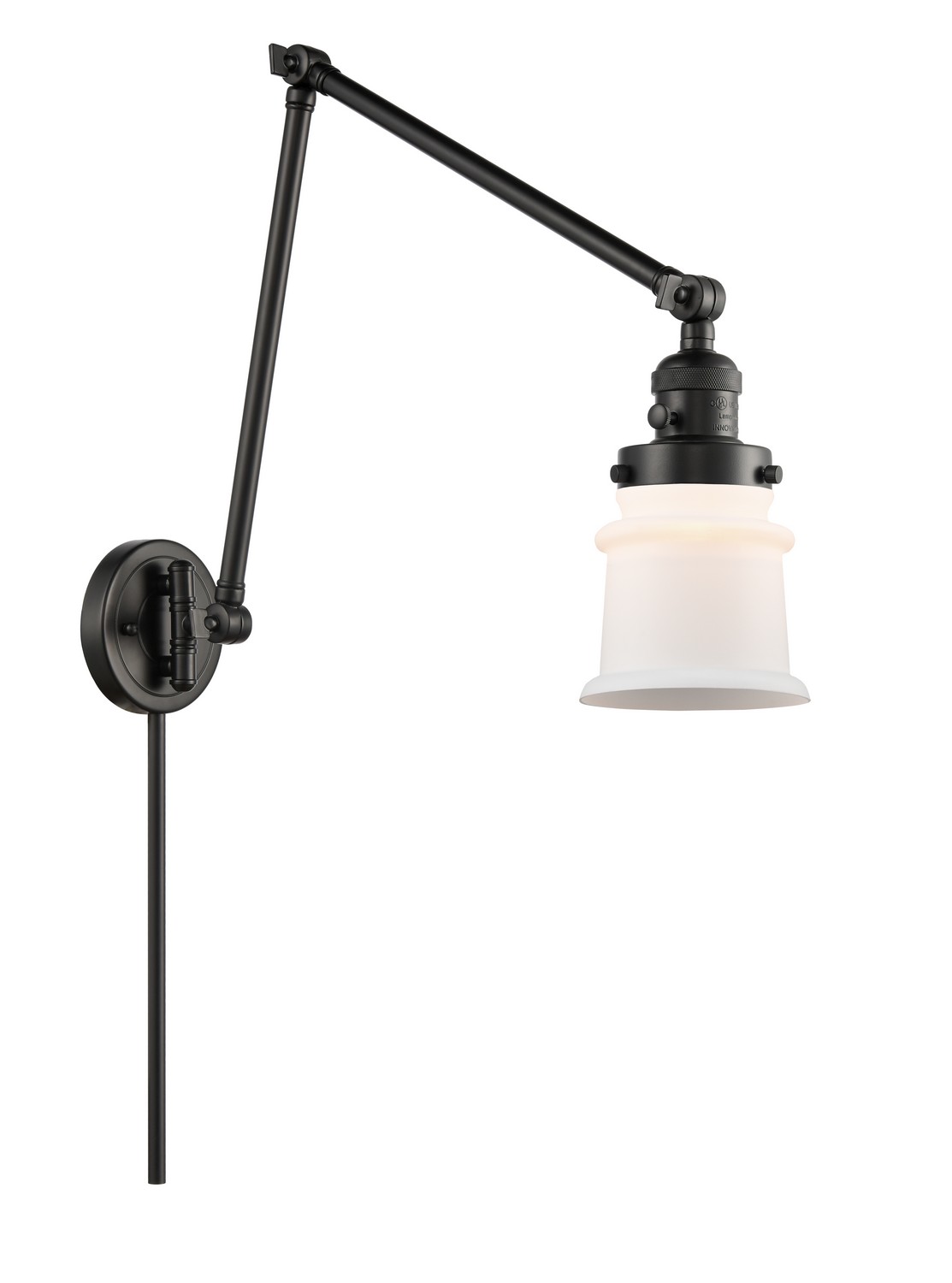 One Light Swing Arm by Innovations - Franklin Restoration Collection, Matte Black Finish - 238-BK-G181S