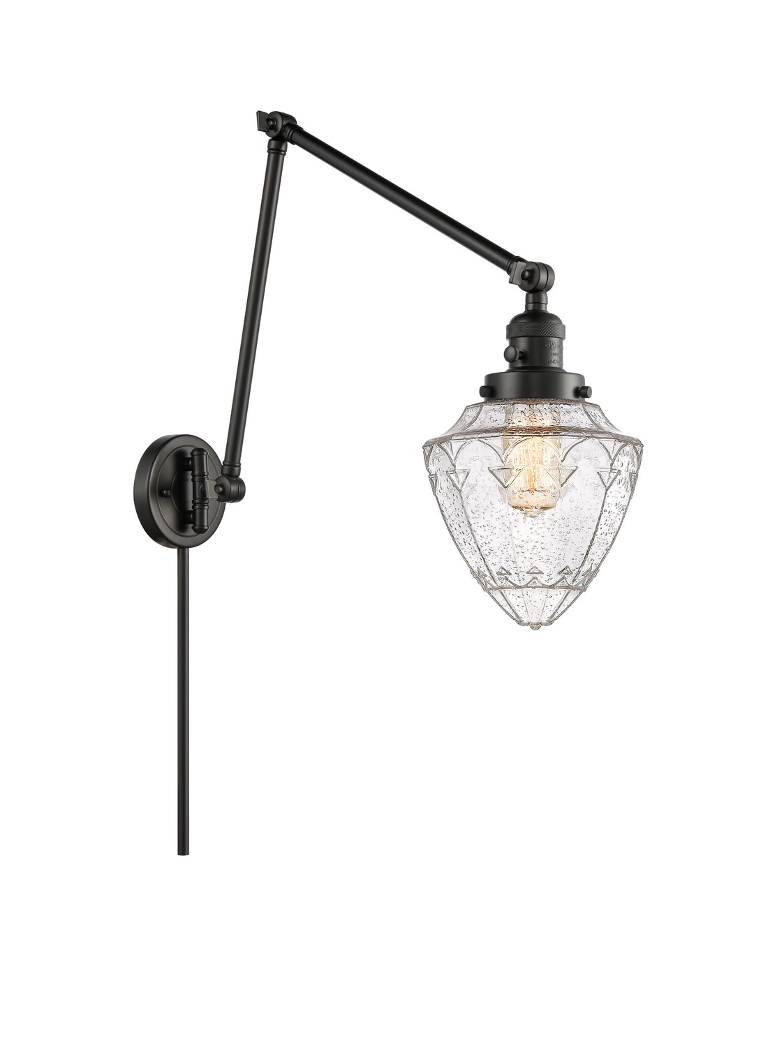One Light Swing Arm by Innovations - Franklin Restoration Collection, Matte Black Finish - 238-BK-G661-7