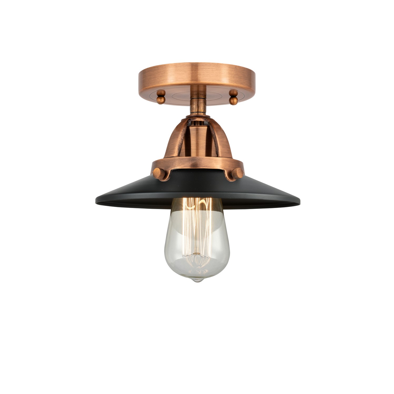 One Light Semi-Flush Mount by Innovations - Nouveau 2 Collection, Antique Copper Finish - 288-1C-AC-M6-BK