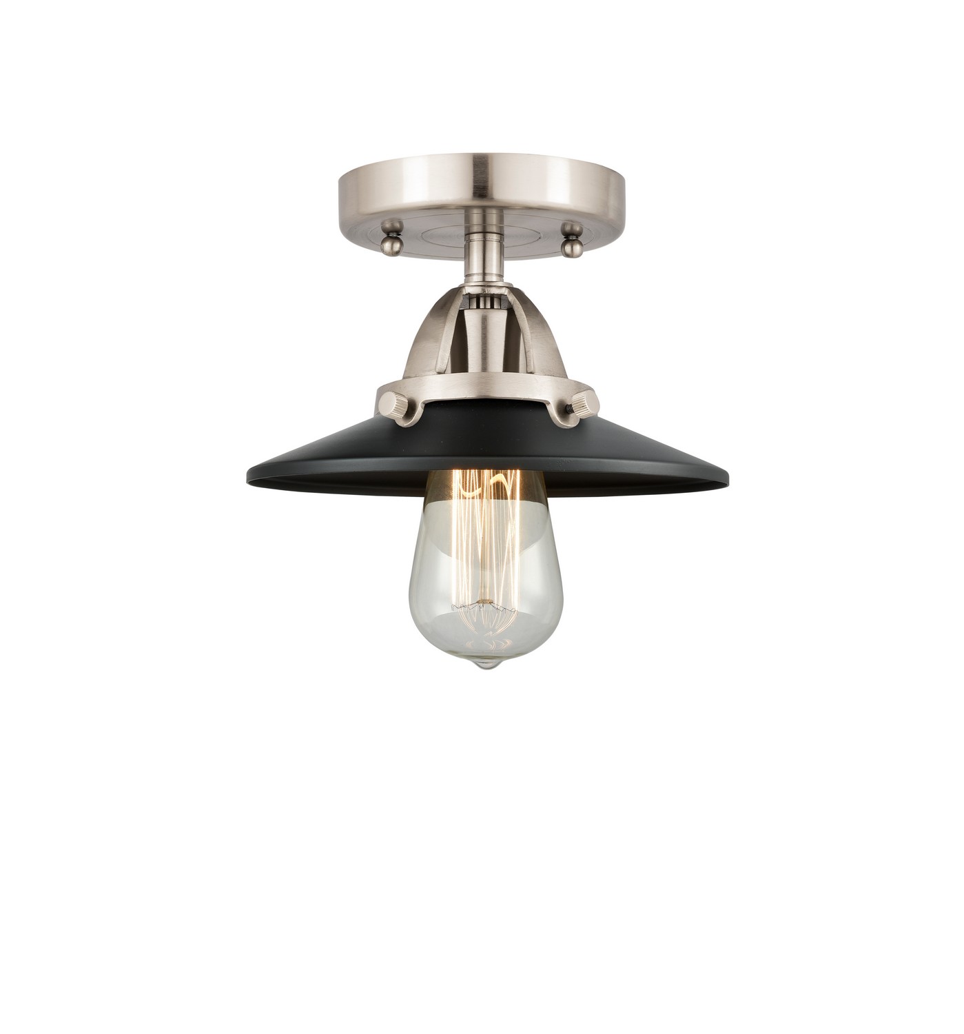 One Light Semi-Flush Mount by Innovations - Nouveau 2 Collection, Brushed Satin Nickel Finish - 288-1C-SN-M6-BK
