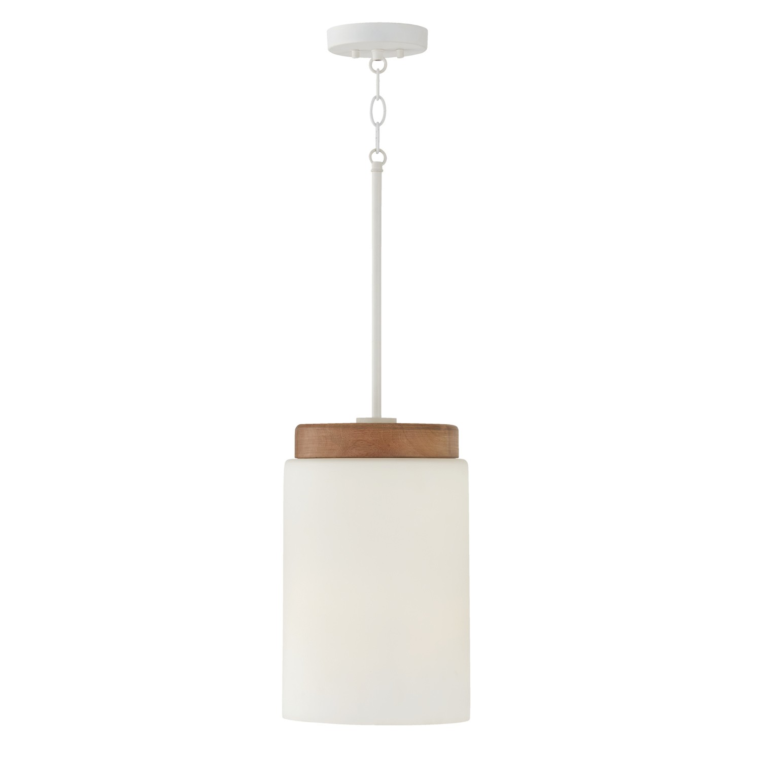 Capital Lighting Liam One Light Pendant in Light Wood and White - 350911LT