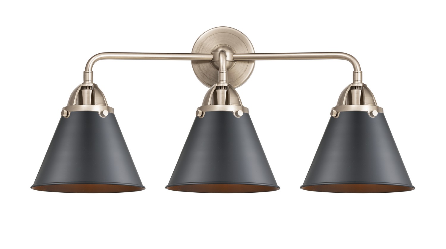 Three Light Bath Vanity by Innovations - Nouveau 2 Collection, Brushed Satin Nickel Finish - 288-3W-SN-M13-BK