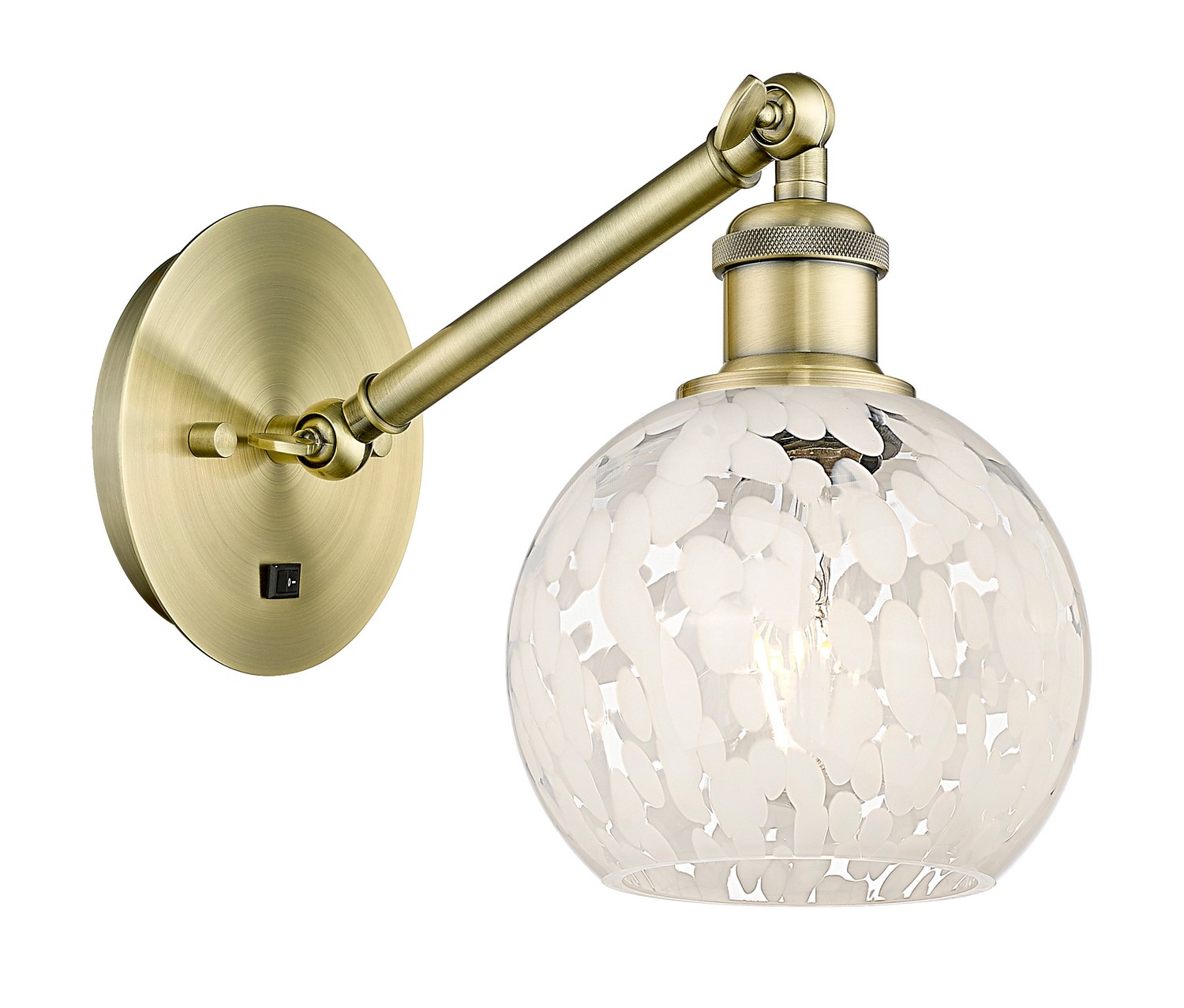 One Light Wall Sconce by Innovations - Ballston Collection, Antique Brass Finish - 317-1W-AB-G1216-6WM