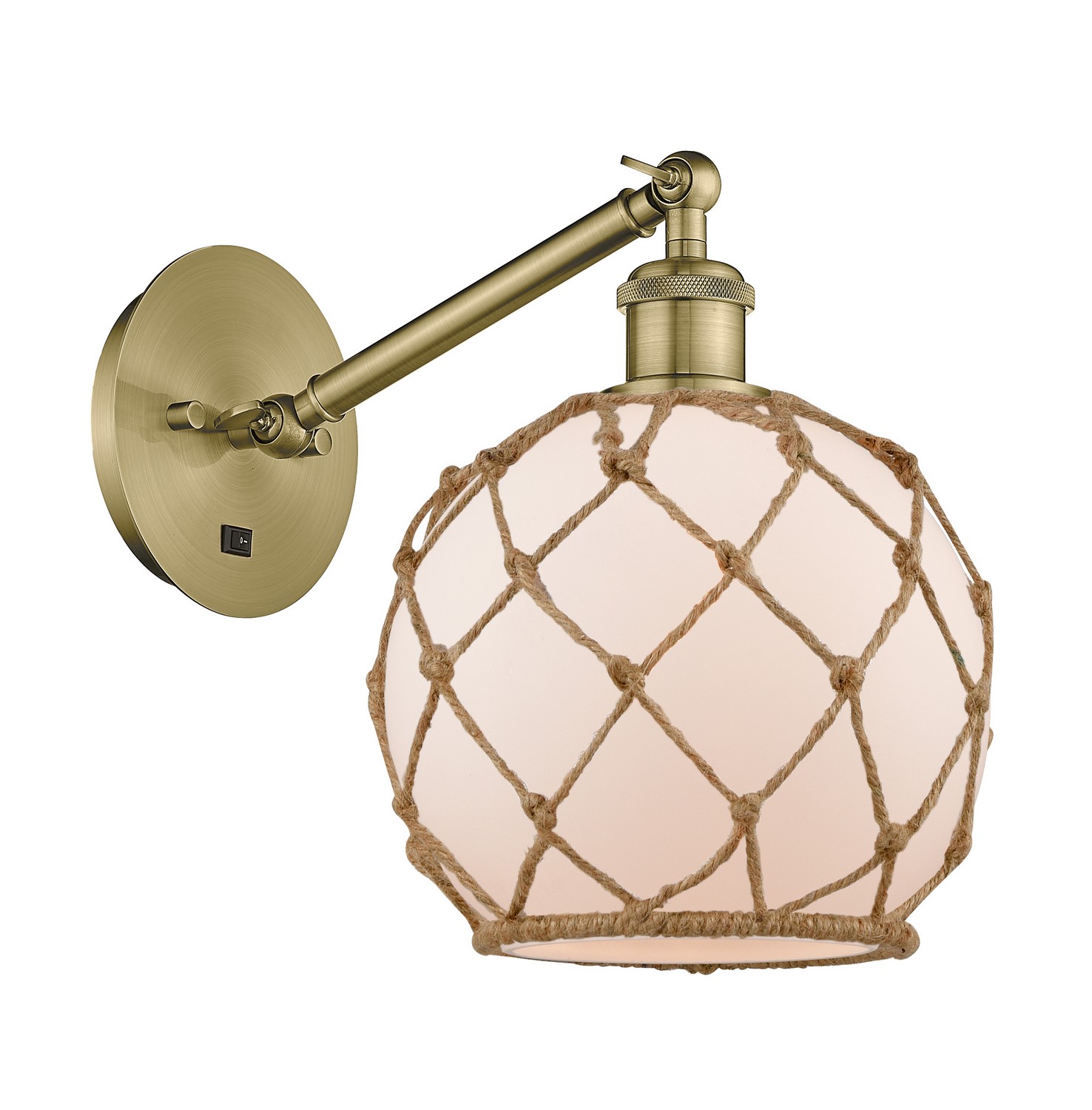 One Light Wall Sconce by Innovations - Ballston Collection, Antique Brass Finish - 317-1W-AB-G121-8RB
