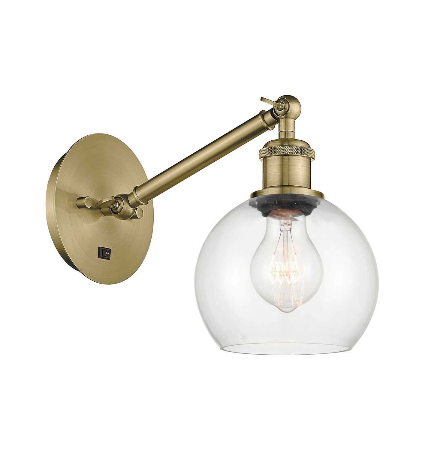 LED Wall Sconce by Innovations - Ballston Collection, Antique Brass Finish - 317-1W-AB-G122-6-LED