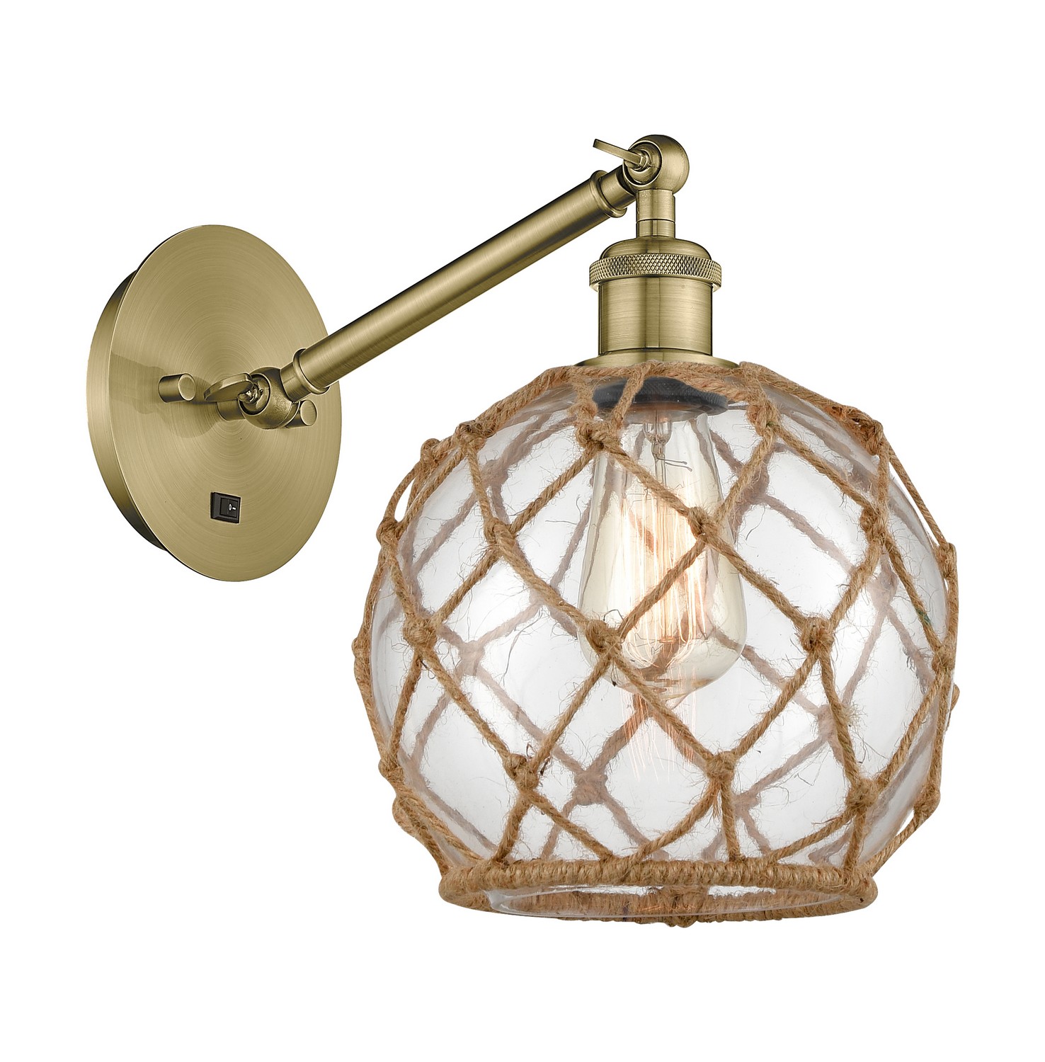 One Light Wall Sconce by Innovations - Ballston Collection, Antique Brass Finish - 317-1W-AB-G122-8RB
