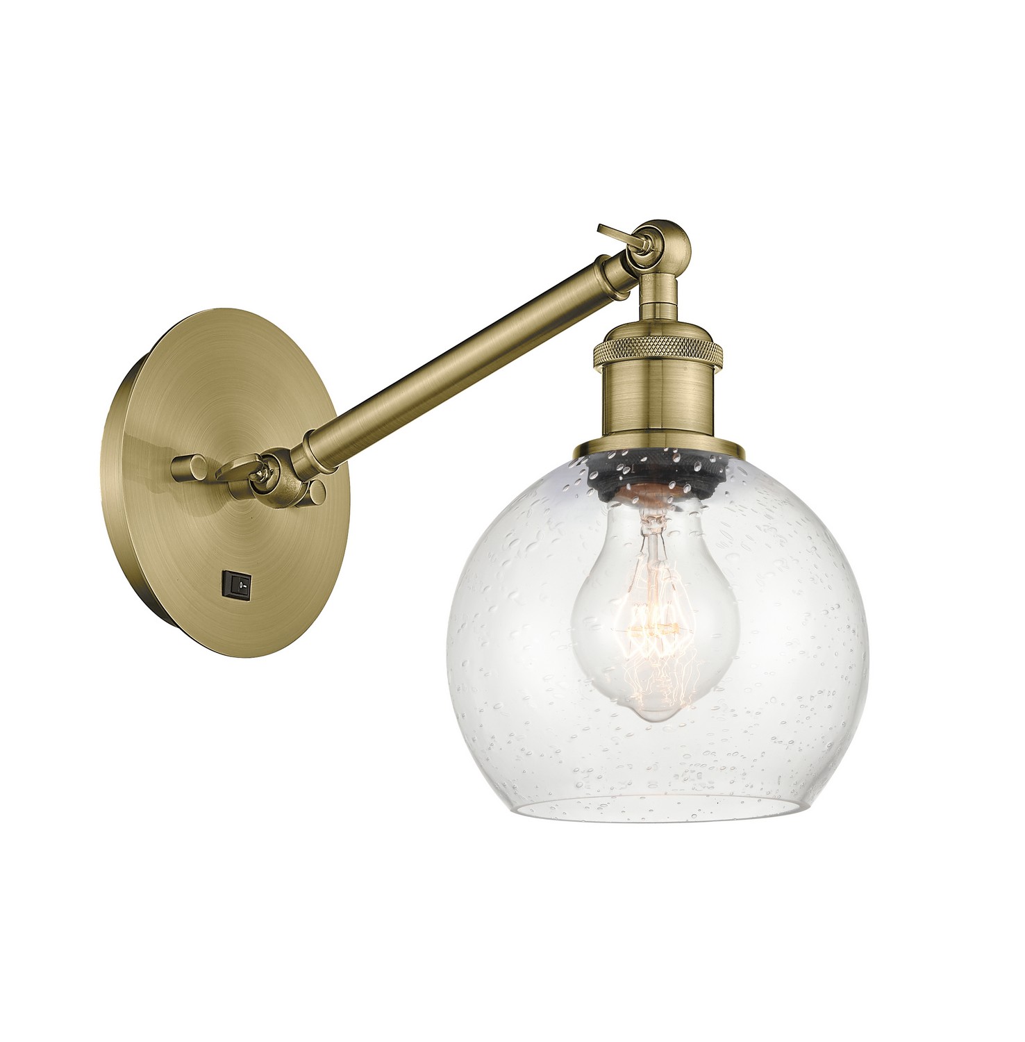 One Light Wall Sconce by Innovations - Ballston Collection, Antique Brass Finish - 317-1W-AB-G124-6
