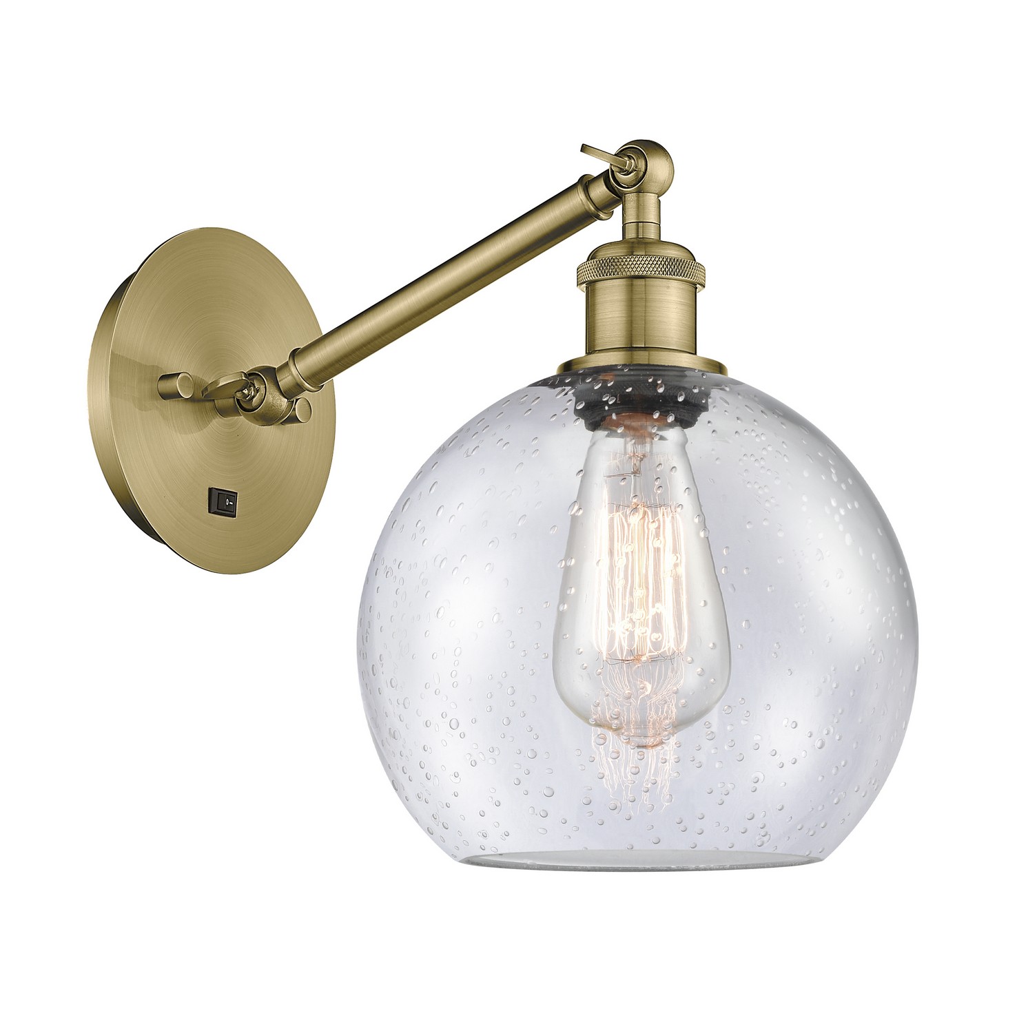 LED Wall Sconce by Innovations - Ballston Collection, Antique Brass Finish - 317-1W-AB-G124-8-LED