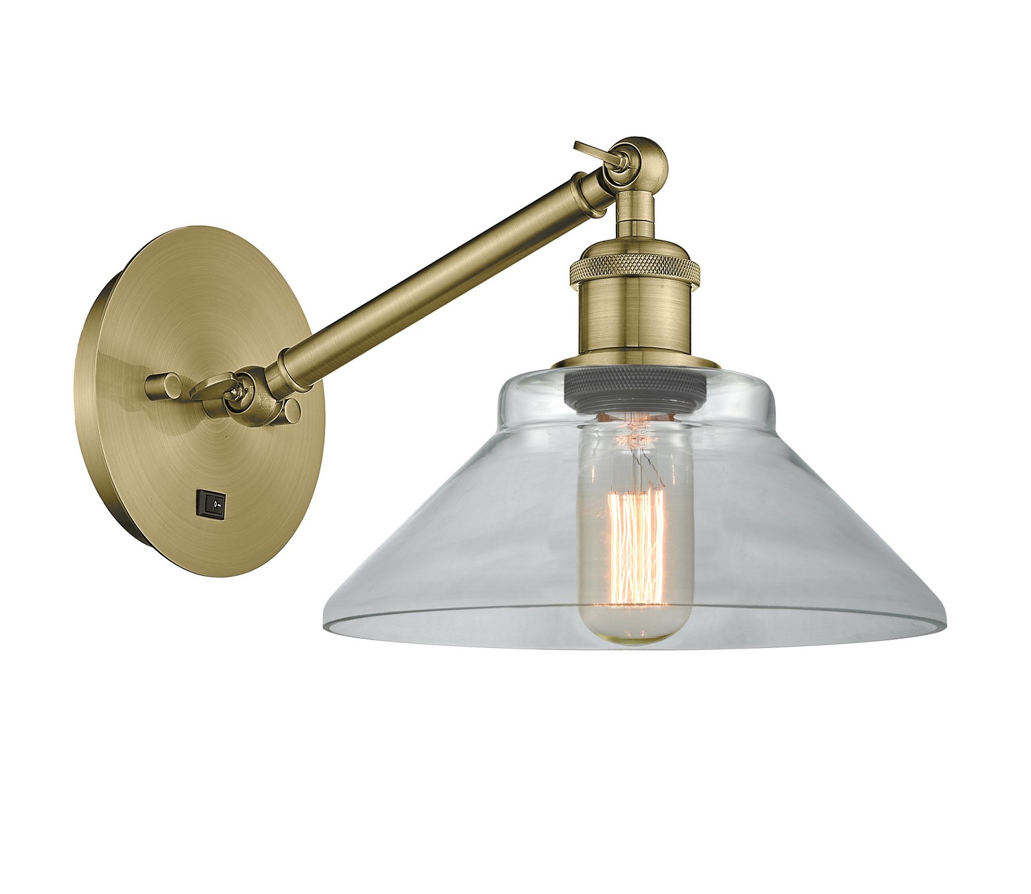 One Light Wall Sconce by Innovations - Ballston Collection, Antique Brass Finish - 317-1W-AB-G132