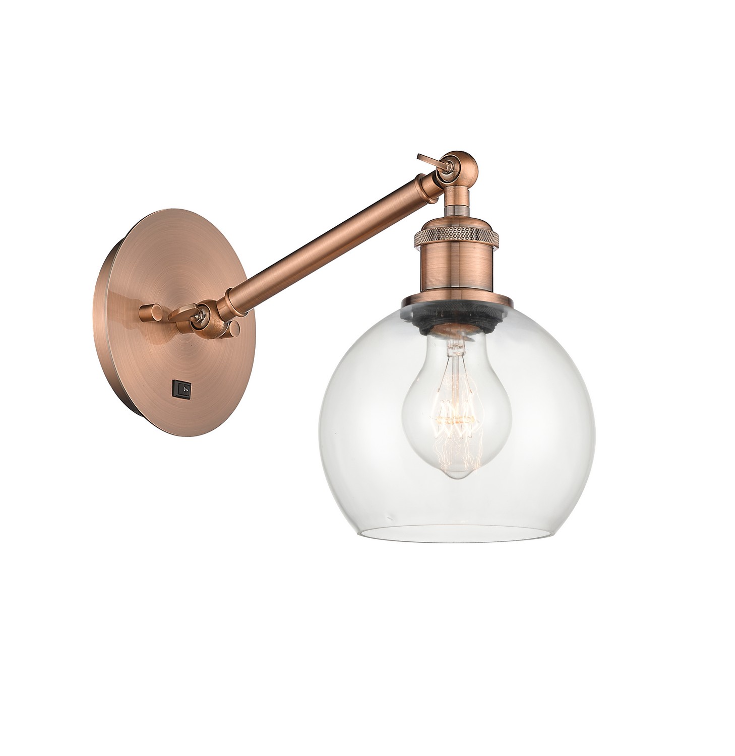LED Wall Sconce by Innovations - Ballston Collection, Antique Copper Finish - 317-1W-AC-G122-6-LED