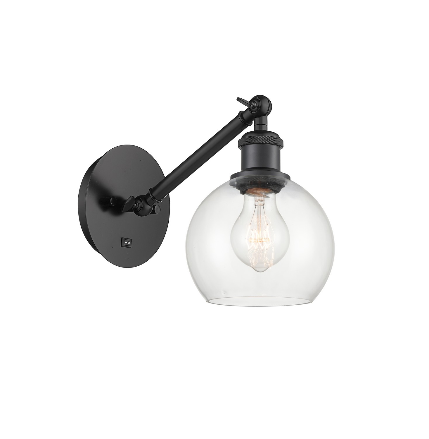 One Light Wall Sconce by Innovations - Ballston Collection, Matte Black Finish - 317-1W-BK-G122-6