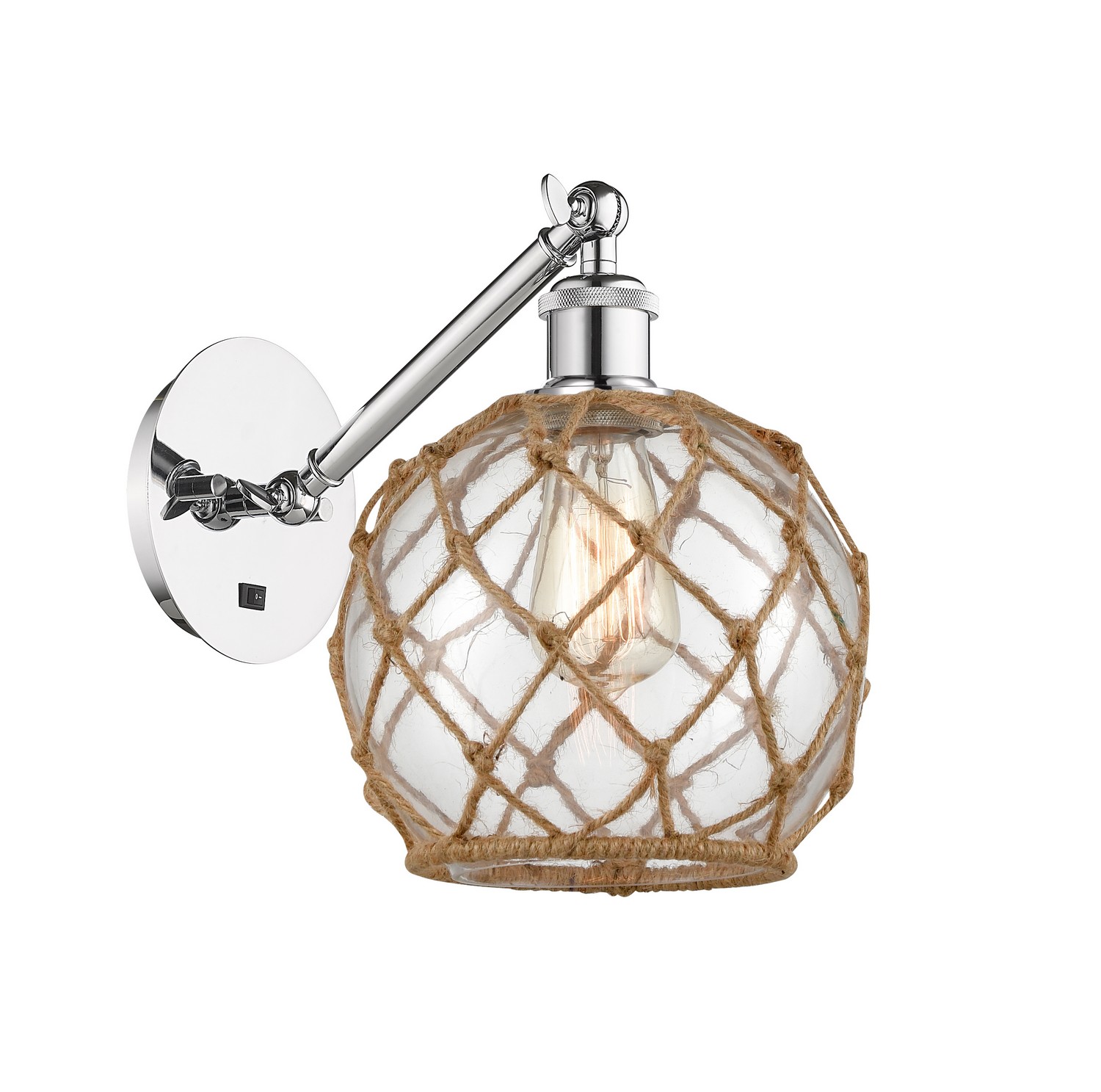 One Light Wall Sconce by Innovations - Ballston Collection, Polished Chrome Finish - 317-1W-PC-G122-8RB