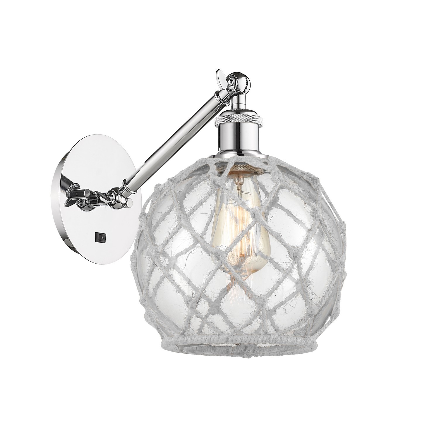 One Light Wall Sconce by Innovations - Ballston Collection, Polished Chrome Finish - 317-1W-PC-G122-8RW