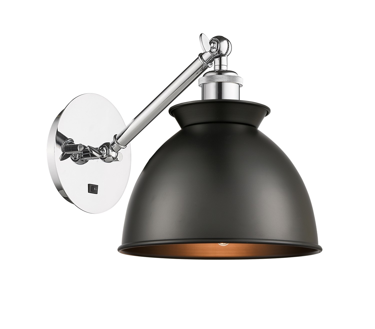 One Light Wall Sconce by Innovations - Ballston Collection, Polished Chrome Finish - 317-1W-PC-M14-BK