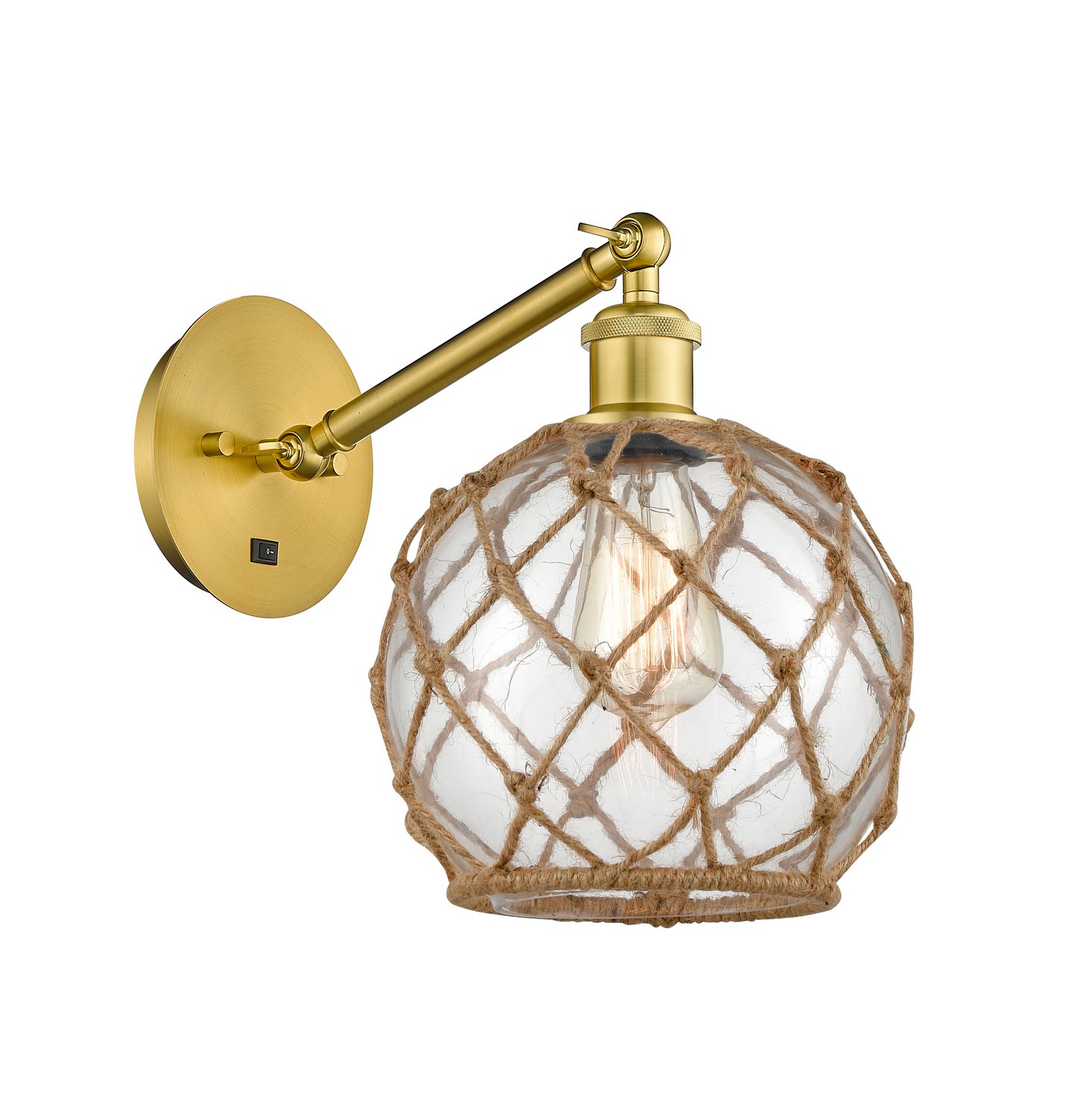 LED Wall Sconce by Innovations - Ballston Collection, Satin Gold Finish - 317-1W-SG-G122-8RB-LED