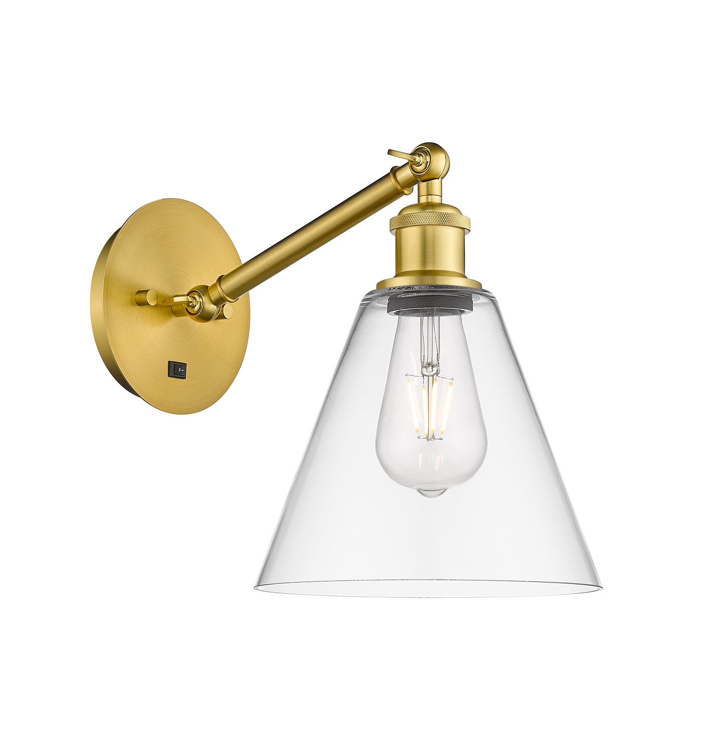 One Light Wall Sconce by Innovations - Ballston Collection, Satin Gold Finish - 317-1W-SG-GBC-82