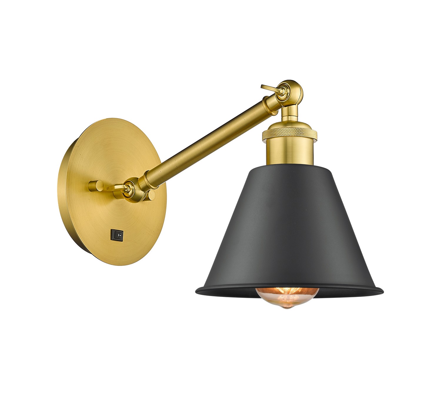 One Light Wall Sconce by Innovations - Ballston Collection, Satin Gold Finish - 317-1W-SG-M8-BK