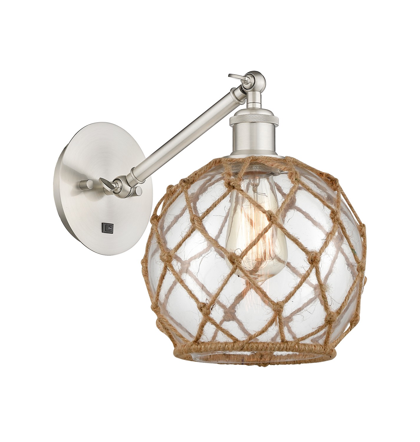 One Light Wall Sconce by Innovations - Ballston Collection, Brushed Satin Nickel Finish - 317-1W-SN-G122-8RB