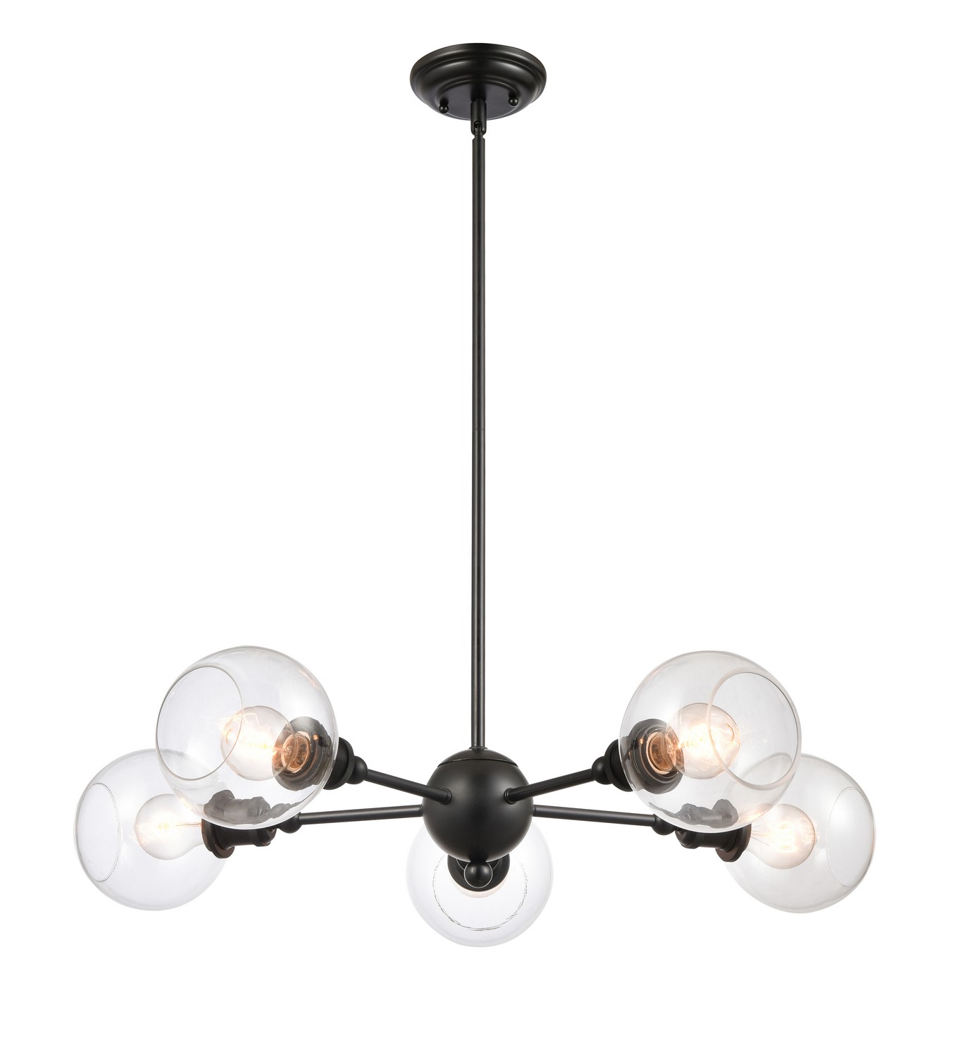 Five Light Chandelier by Innovations - Ballston Collection, Matte Black Finish - 341-5CR-BK-G122-6