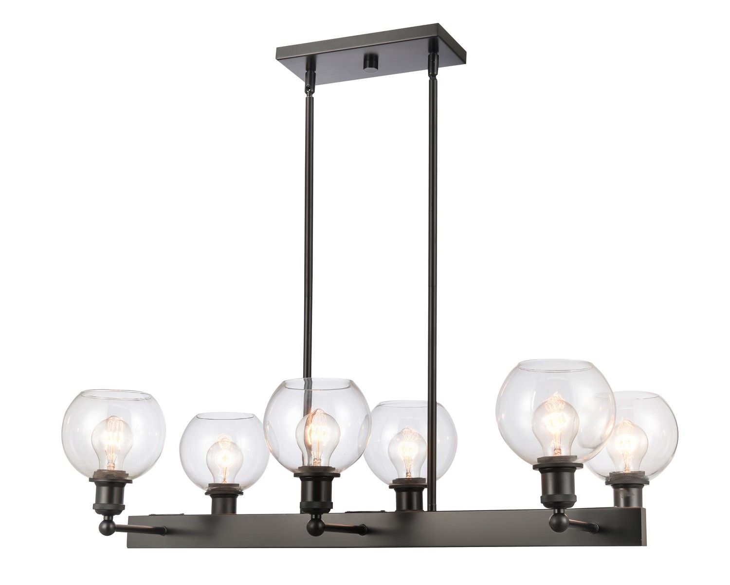 Six Light Island Pendant by Innovations - Ballston Collection, Matte Black Finish - 341-6CR-BK-G122-6