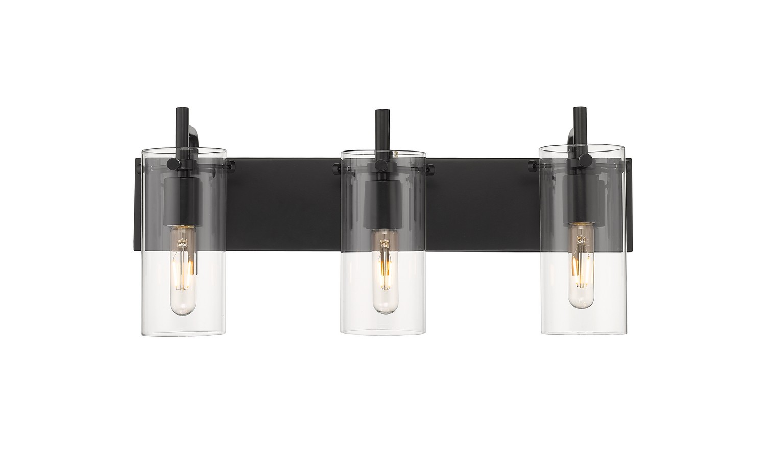 Three Light Bath Vanity by Innovations - Auralume Collection, Matte Black Finish - 352-3W-BK-CL