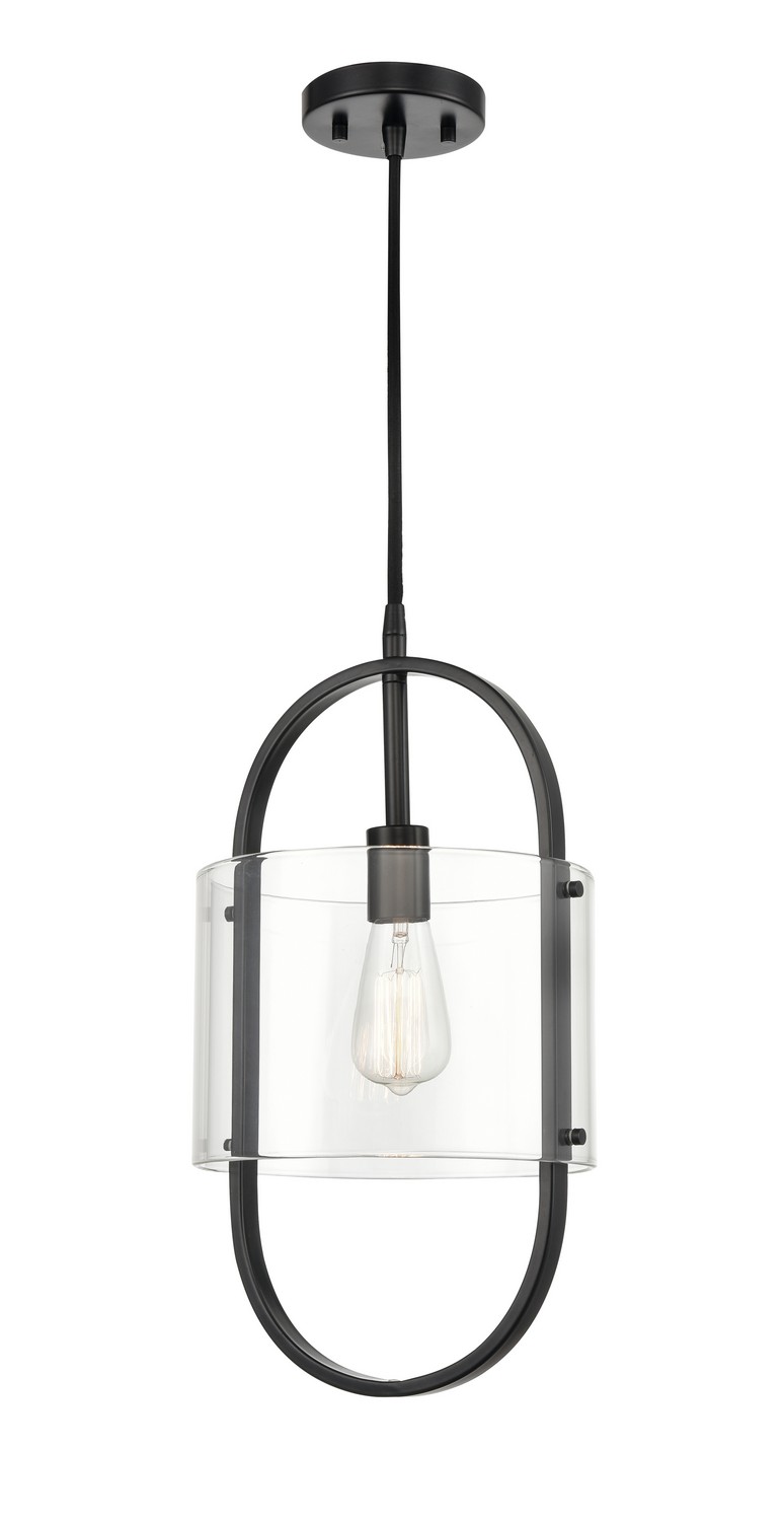 LED Mini Pendant by Innovations - Pelham Collection, Matte Black Finish - 371-1P-BK-CL-LED