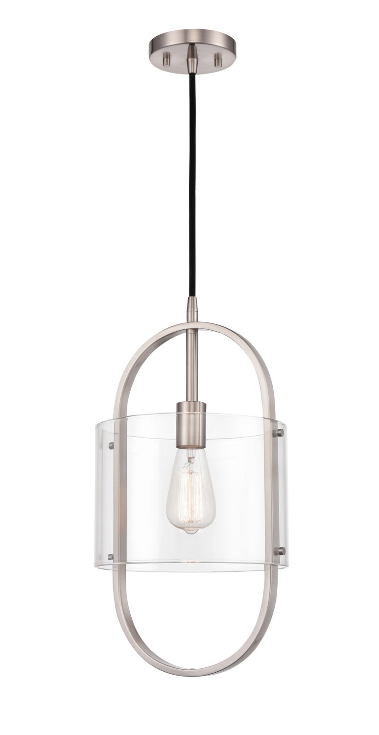 LED Mini Pendant by Innovations - Pelham Collection, Brushed Satin Nickel Finish - 371-1P-SN-CL-LED