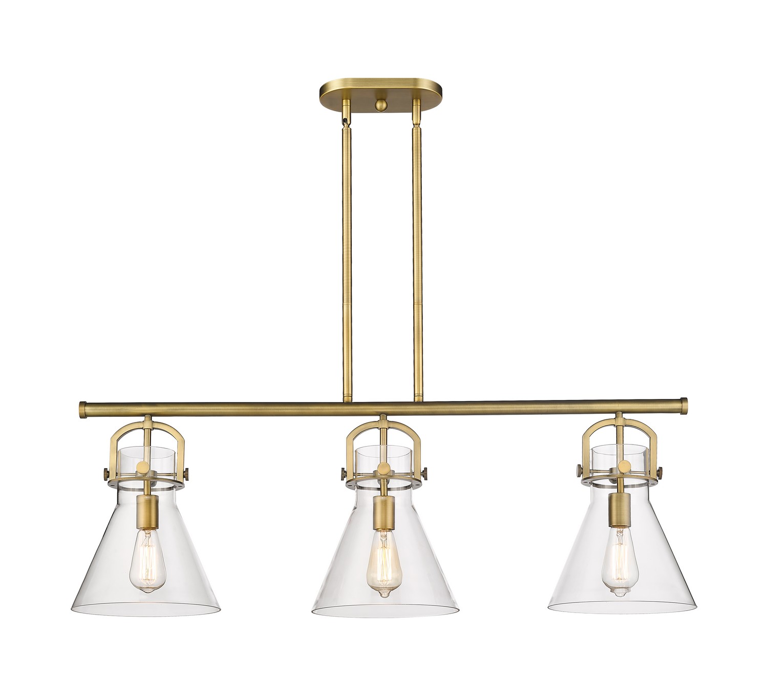 Three Light Island Pendant by Innovations - Downtown Urban Collection, Brushed Brass Finish - 410-3I-BB-G411-10CL