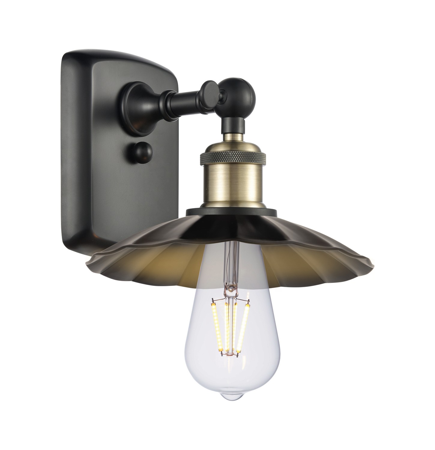 One Light Wall Sconce by Innovations - Ballston Collection, Black Antique Brass Finish - 516-1W-BAB-M17-BK
