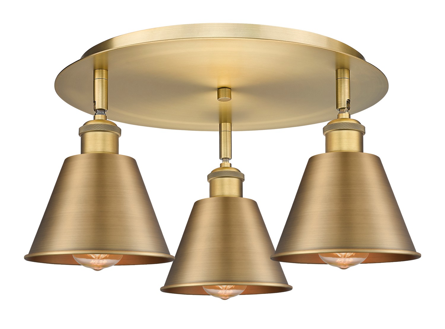 Three Light Semi-Flush Mount by Innovations - Ballston Collection, Brushed Brass Finish - 516-3C-BB-M8-BB