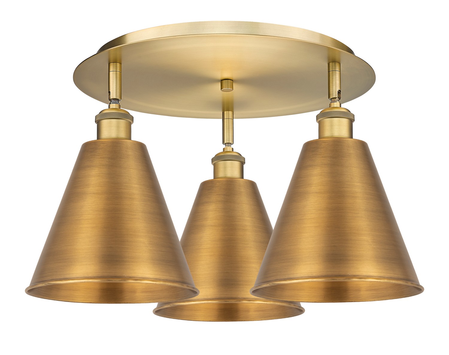 Three Light Semi-Flush Mount by Innovations - Ballston Collection, Brushed Brass Finish - 516-3C-BB-MBC-8-BB