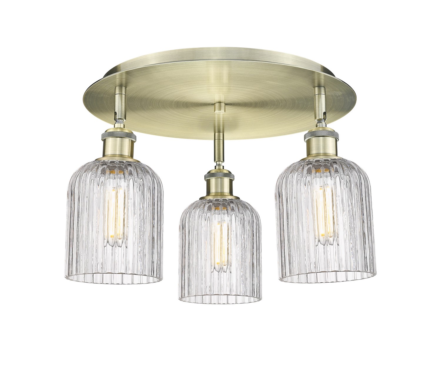 Three Light Semi-Flush Mount by Innovations - Ballston Collection, Antique Brass Finish - 516-3C-AB-G559-5CL