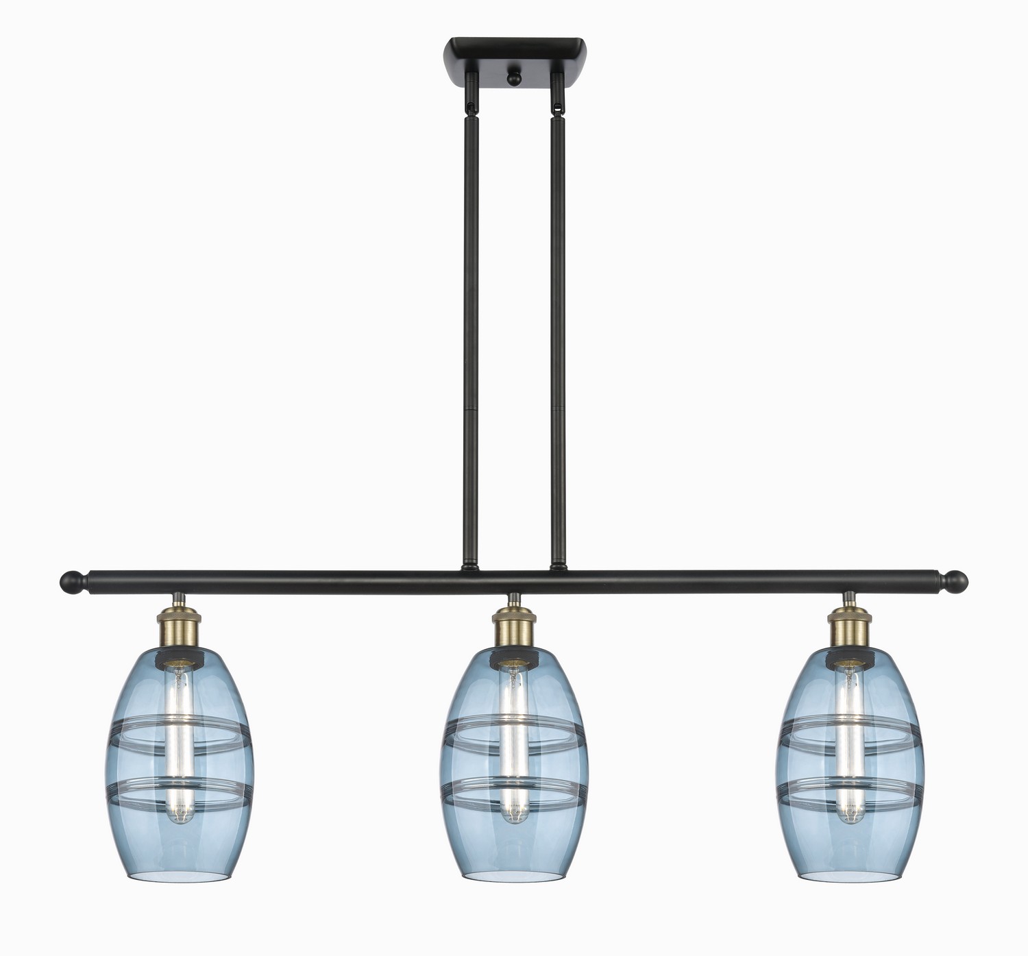 Three Light Island Pendant by Innovations - Ballston Collection, Black Antique Brass Finish - 516-3I-BAB-G557-6BL