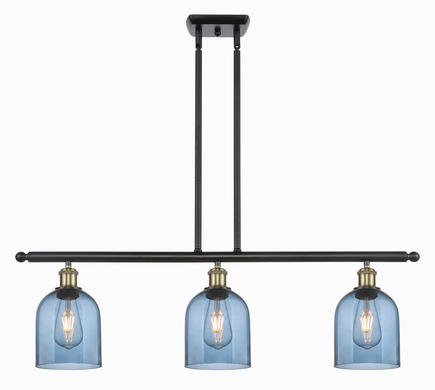 Three Light Island Pendant by Innovations - Ballston Collection, Black Antique Brass Finish - 516-3I-BAB-G558-6BL