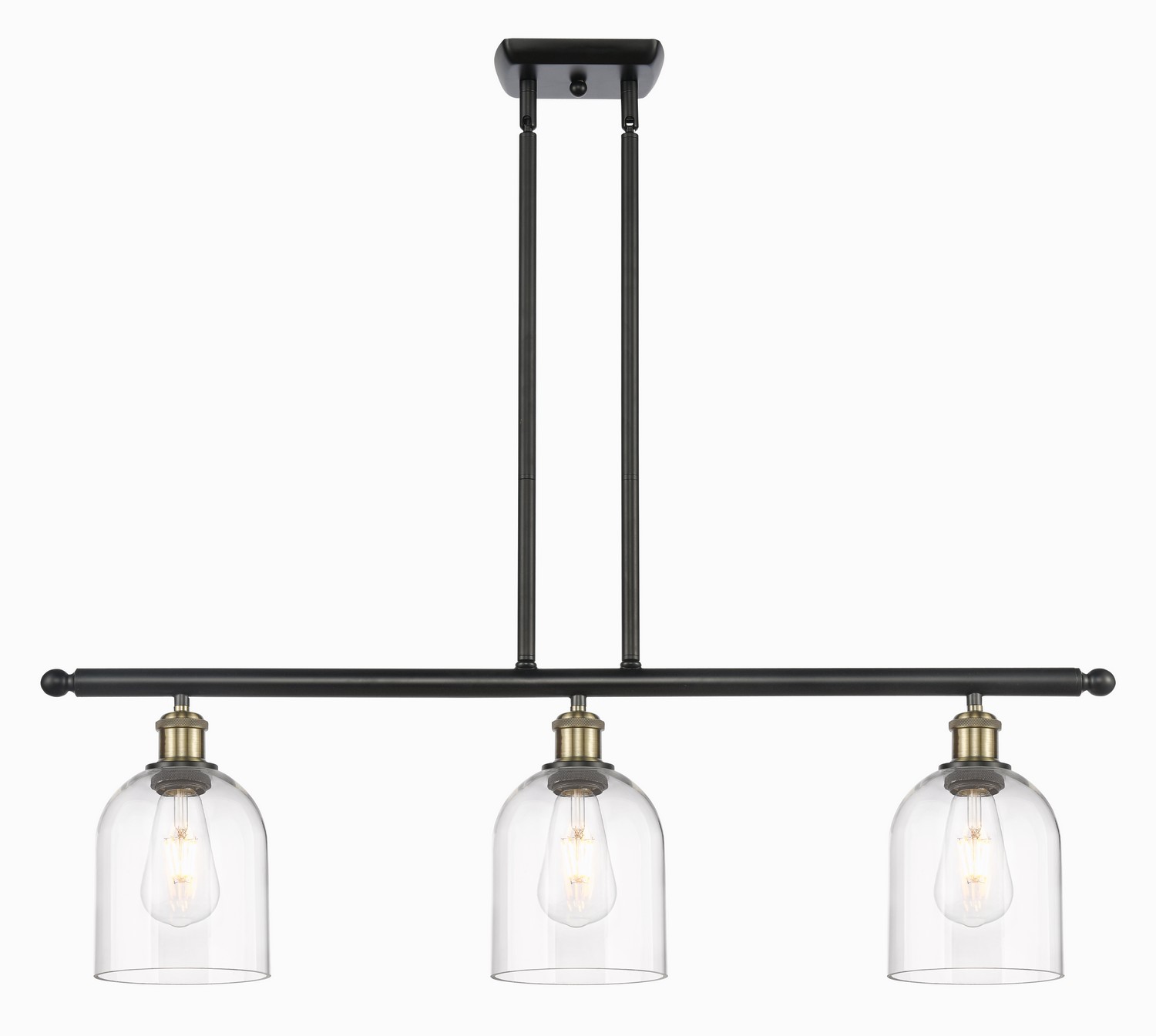 Three Light Island Pendant by Innovations - Ballston Collection, Black Antique Brass Finish - 516-3I-BAB-G558-6CL