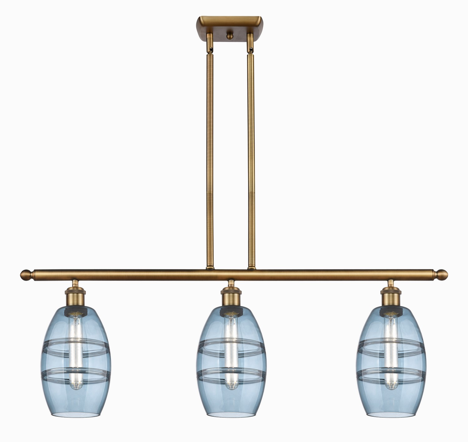 Three Light Island Pendant by Innovations - Ballston Collection, Brushed Brass Finish - 516-3I-BB-G557-6BL