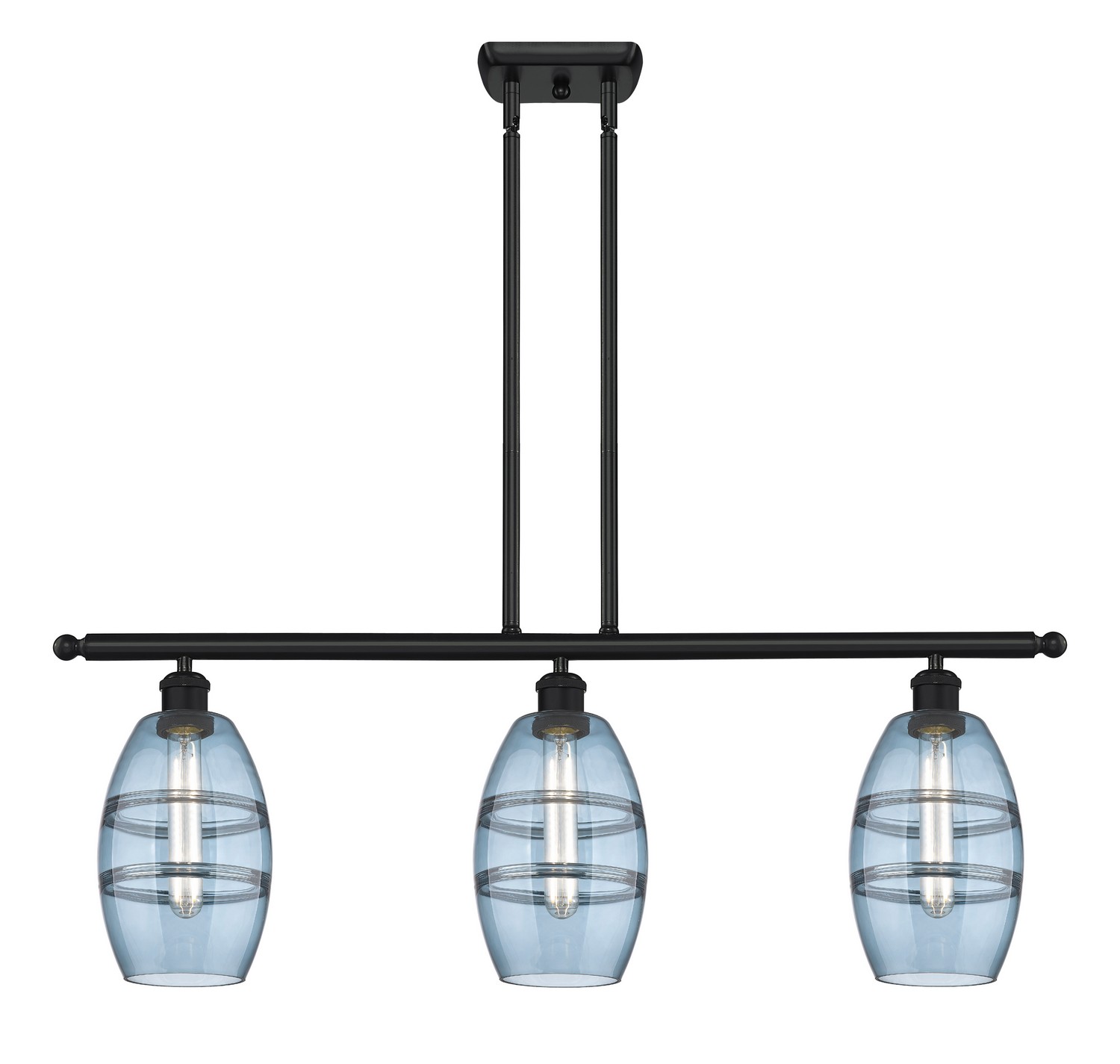 Three Light Island Pendant by Innovations - Ballston Collection, Matte Black Finish - 516-3I-BK-G557-6BL