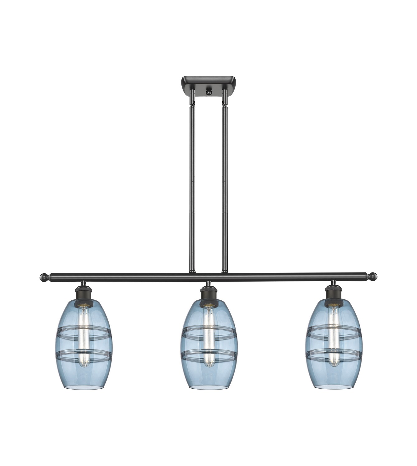 Three Light Island Pendant by Innovations - Ballston Collection, Oil Rubbed Bronze Finish - 516-3I-OB-G557-6BL