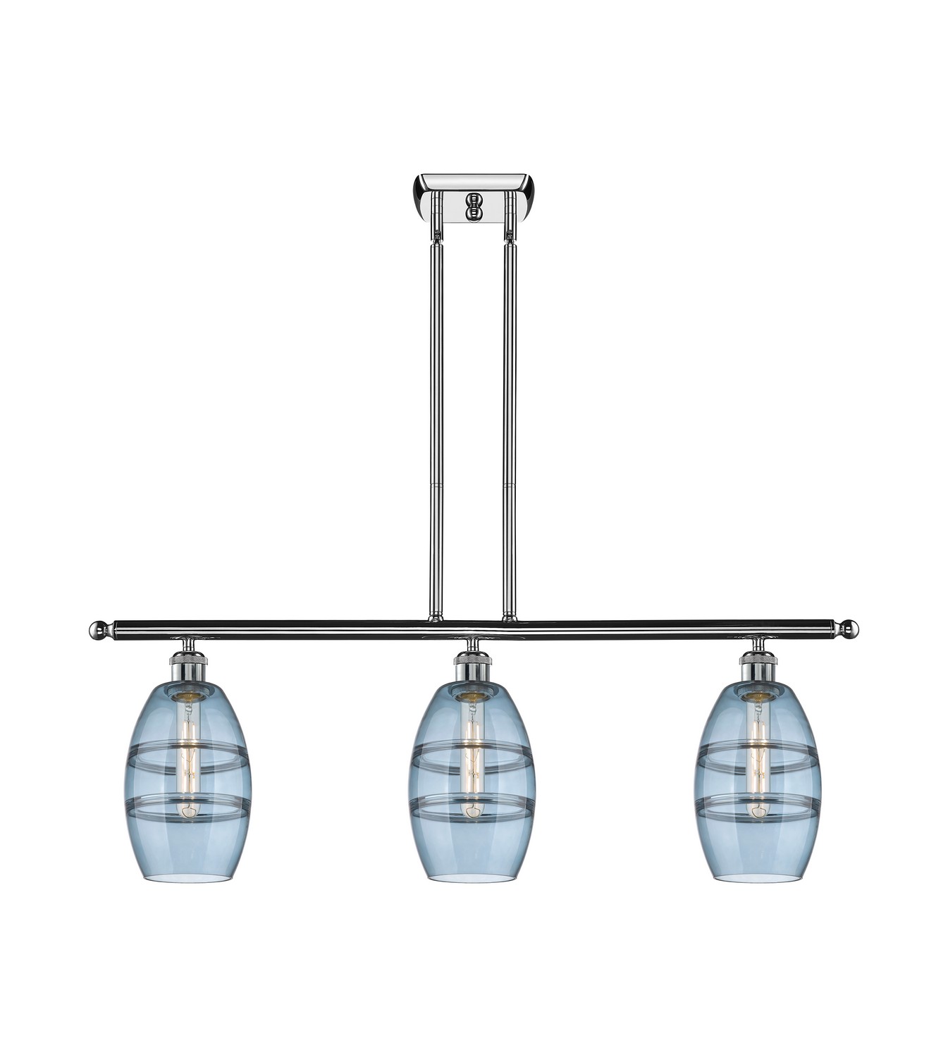 Three Light Island Pendant by Innovations - Ballston Collection, Polished Chrome Finish - 516-3I-PC-G557-6BL