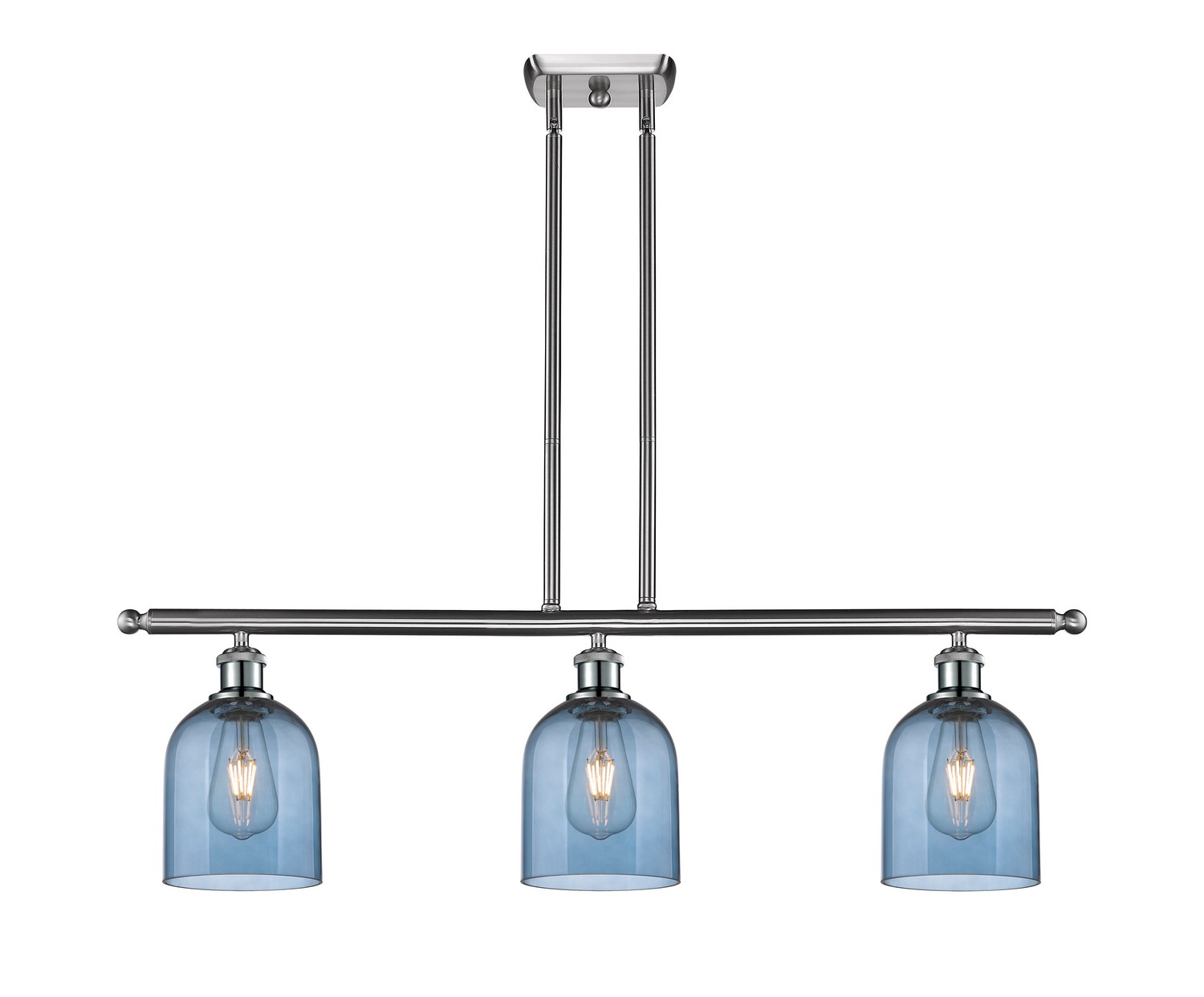 Three Light Island Pendant by Innovations - Ballston Collection, Brushed Satin Nickel Finish - 516-3I-SN-G558-6BL