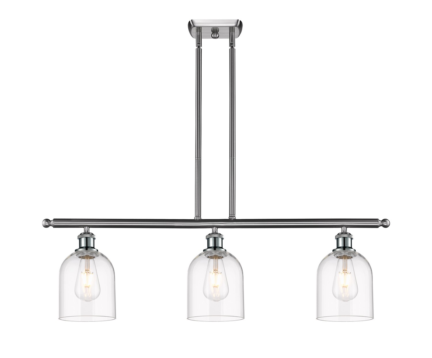 Three Light Island Pendant by Innovations - Ballston Collection, Brushed Satin Nickel Finish - 516-3I-SN-G558-6CL