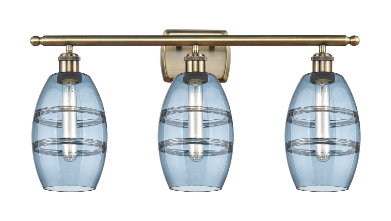 Three Light Bath Vanity by Innovations - Ballston Collection, Antique Brass Finish - 516-3W-AB-G557-6BL