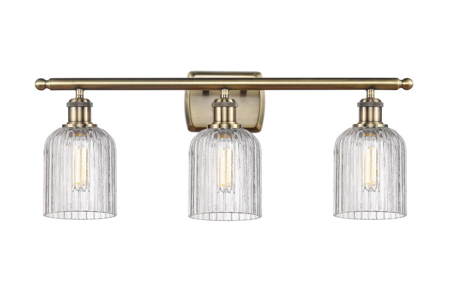 Three Light Bath Vanity by Innovations - Ballston Collection, Antique Brass Finish - 516-3W-AB-G559-5CL