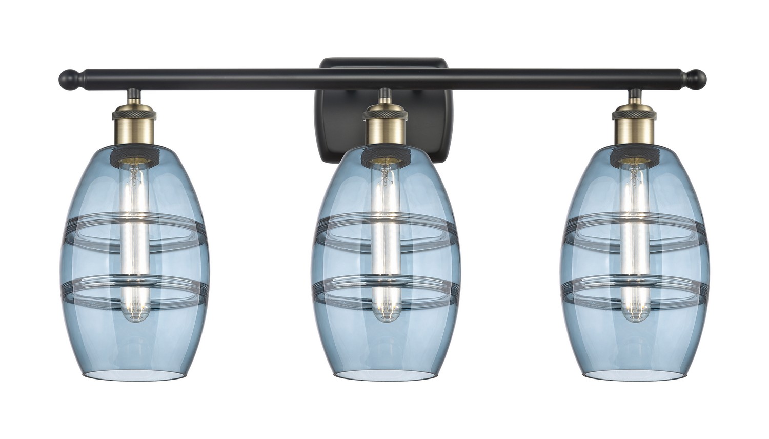Three Light Bath Vanity by Innovations - Ballston Collection, Black Antique Brass Finish - 516-3W-BAB-G557-6BL
