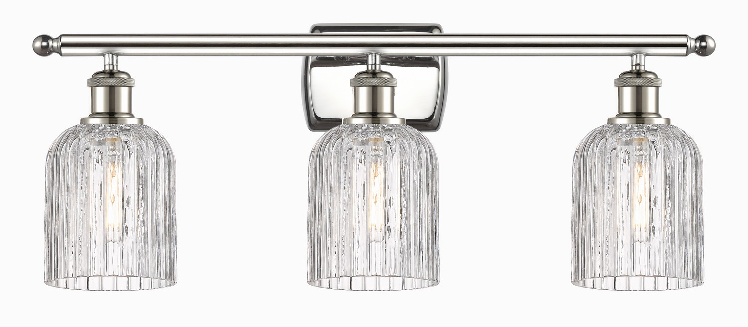 Three Light Bath Vanity by Innovations - Ballston Collection, Polished Nickel Finish - 516-3W-PN-G559-5CL