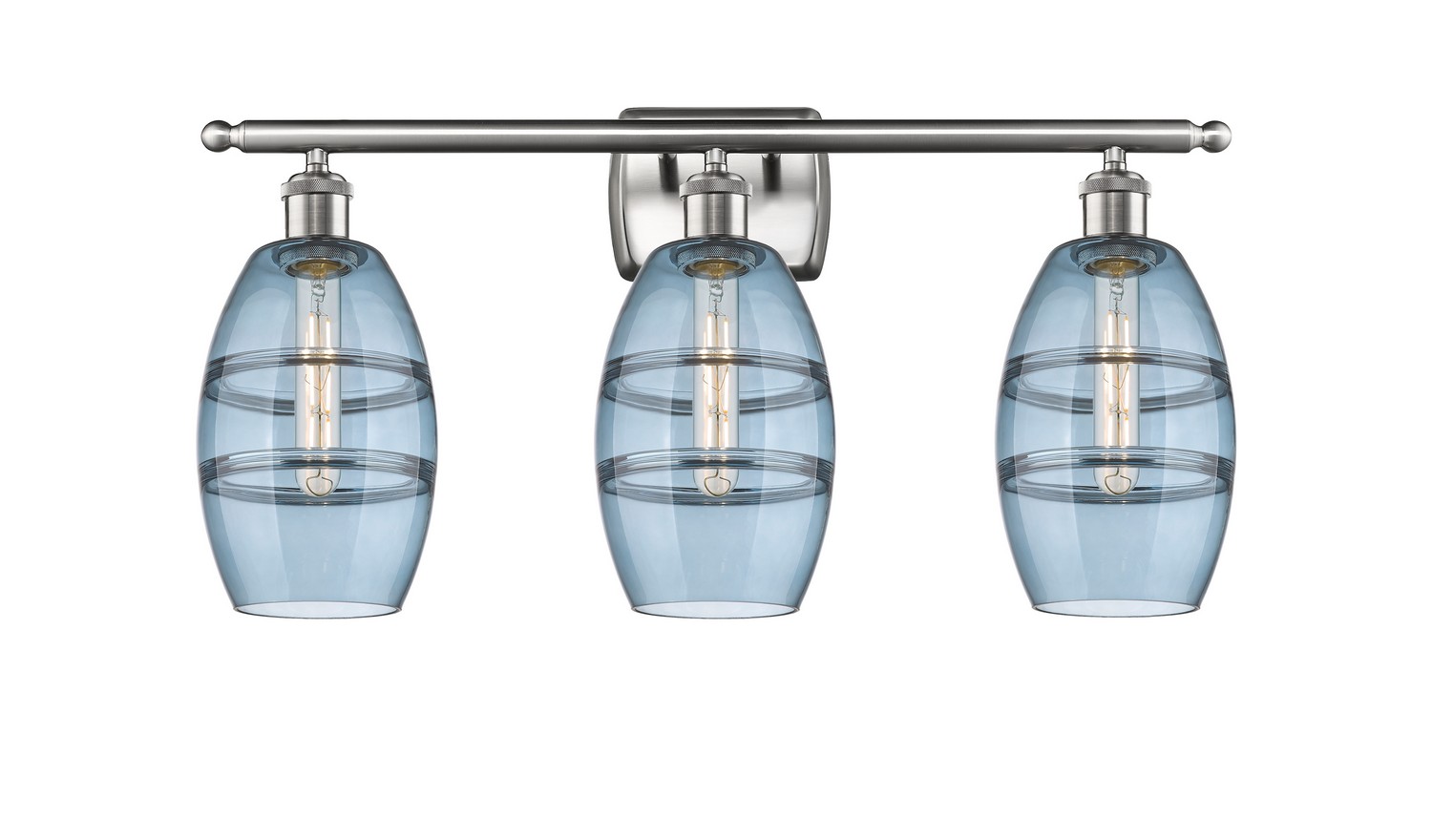 Three Light Bath Vanity by Innovations - Ballston Collection, Brushed Satin Nickel Finish - 516-3W-SN-G557-6BL