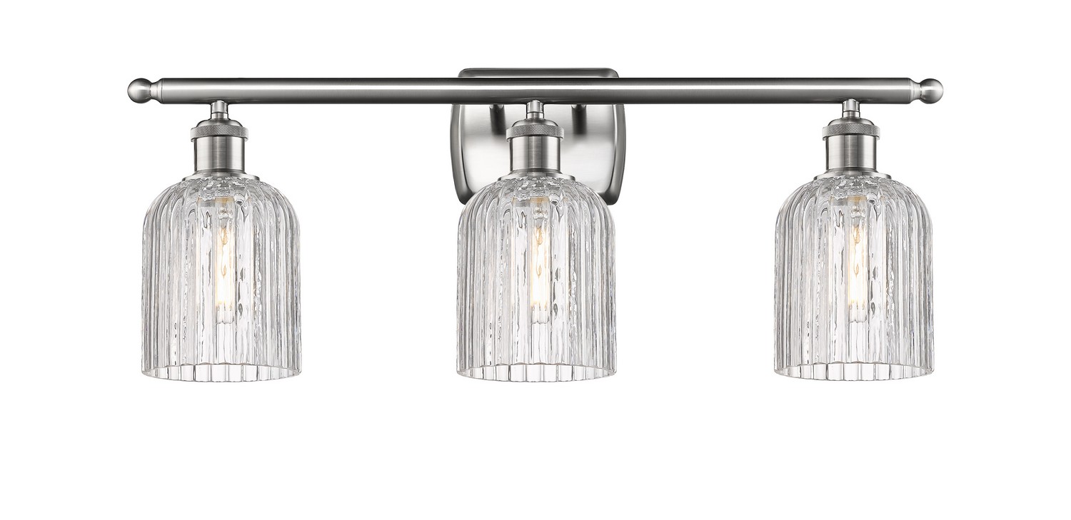 Three Light Bath Vanity by Innovations - Ballston Collection, Brushed Satin Nickel Finish - 516-3W-SN-G559-5CL