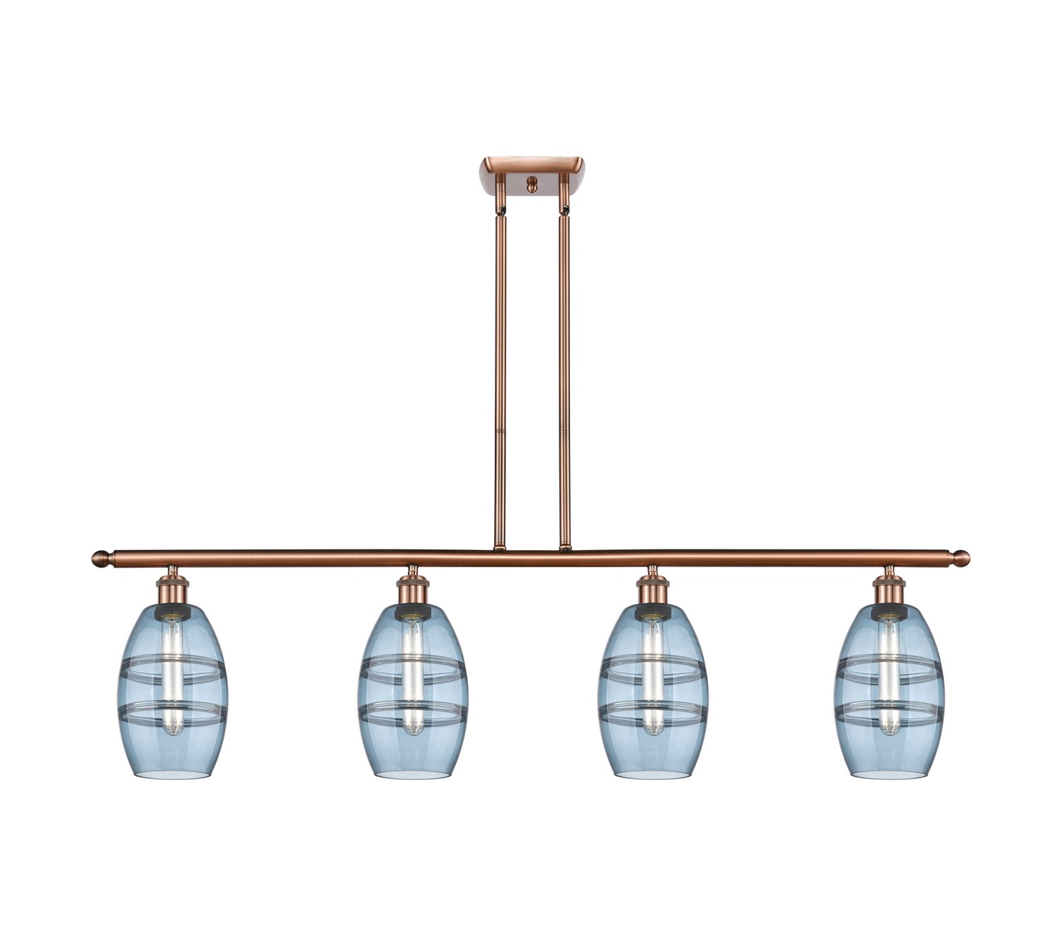 Four Light Island Pendant by Innovations - Ballston Collection, Antique Copper Finish - 516-4I-AC-G557-6BL